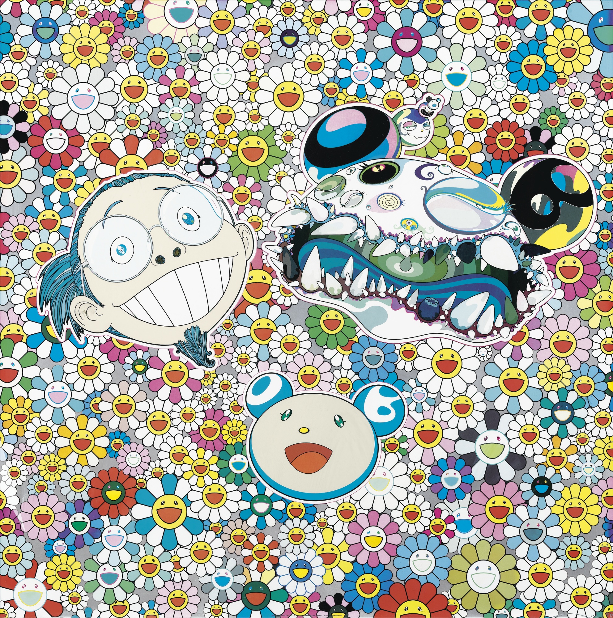 村上隆太阳花版画高清电子参考图片卡通漫画喷绘装饰画素材作品集