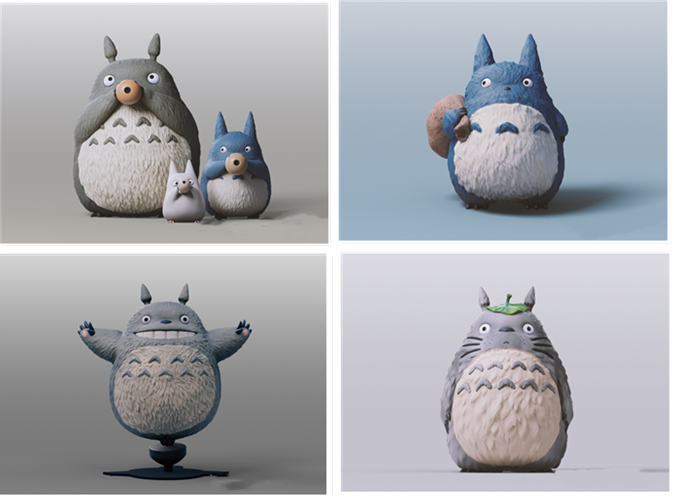 宫崎骏电影4款龙猫模型图纸 3D打印树脂定制服务 ZB犀牛STL文件