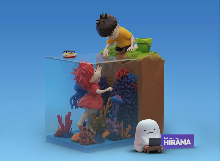 宫崎骏电影崖上的波妞宗介白模定制 3D打印图纸手办ZB模型STL文件