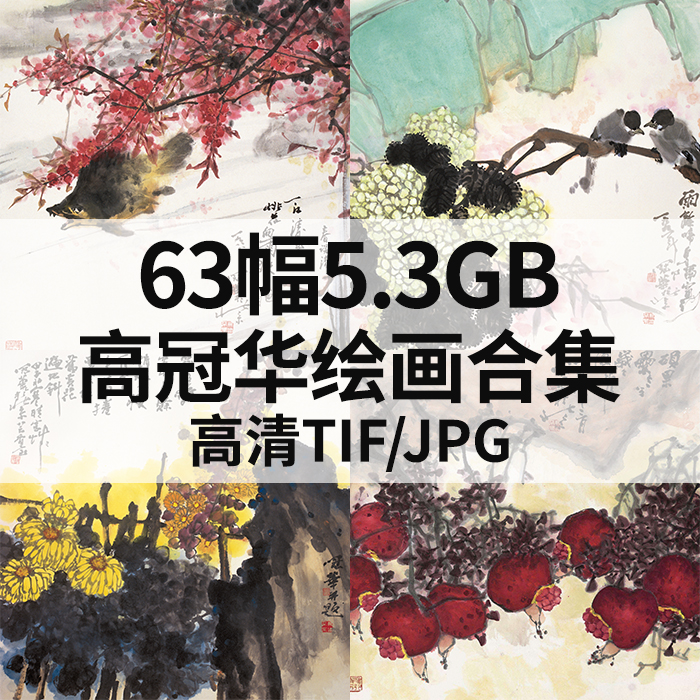 63幅5.3G高冠华绘画合集高清电子国画水墨写意山水花鸟风景素材