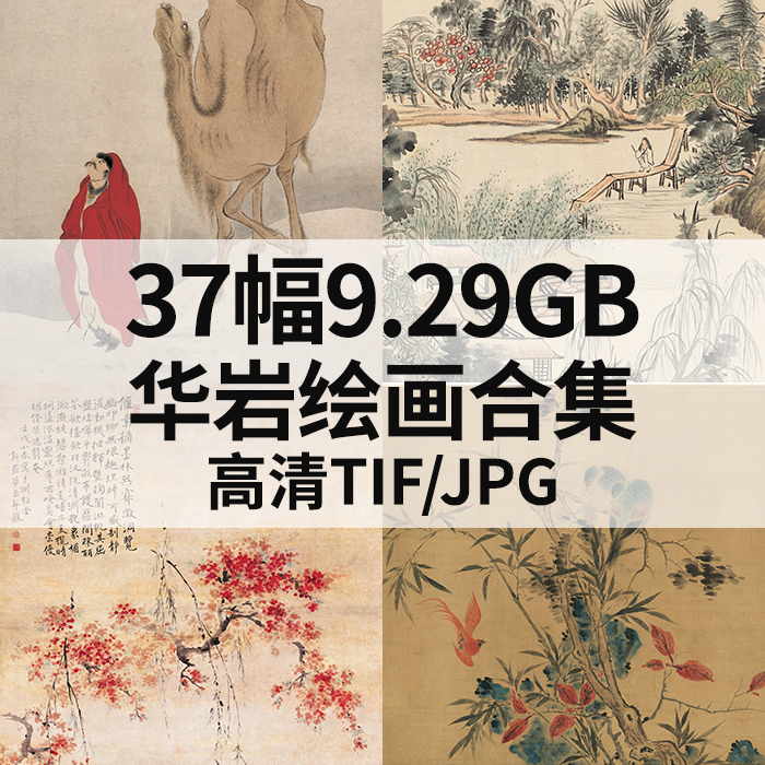 37幅9.29G华岩绘画合集高清电子国画水墨山水花鸟人物风景素材