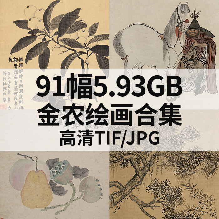 91幅5.93G金农绘画合集高清电子国画水墨山水花鸟风景书法素材