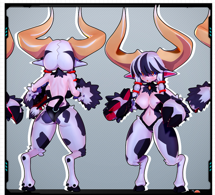 游戏动漫萌物娘可爱奶牛娘手办 3D打印模型图纸白模定制STL文件