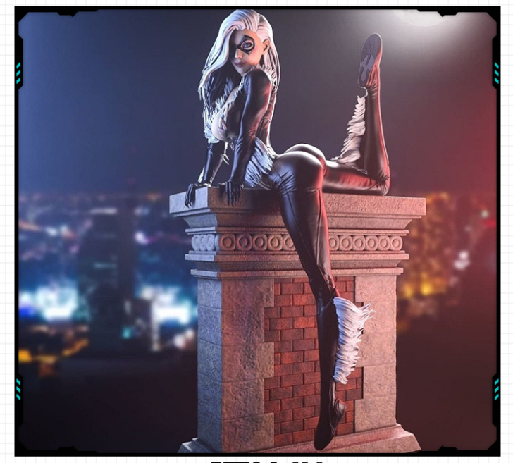 DC宇宙超级英雄皮衣性感猫女雕像 3D打印模型图纸白模定制STL文件