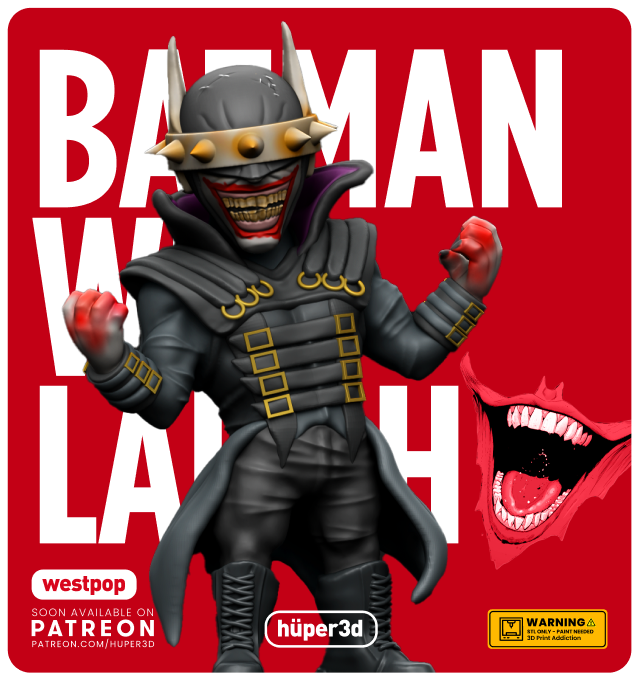 DC超级反派蝙蝠侠卡通狂笑蝙蝠 3D打印模型图纸白模定制STL文件