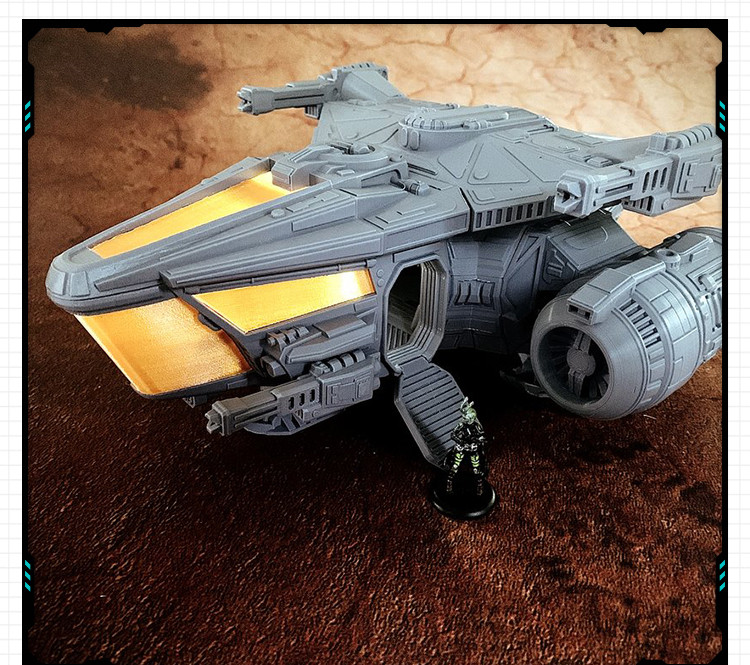 科幻太空宇宙飞船空地两栖带座舱 3D打印模型图纸白模定制STL文件