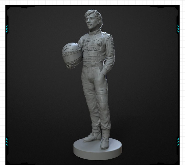 F1伟大车手埃尔顿塞纳头雕像手办 3D打印模型图纸白模定制STL文件