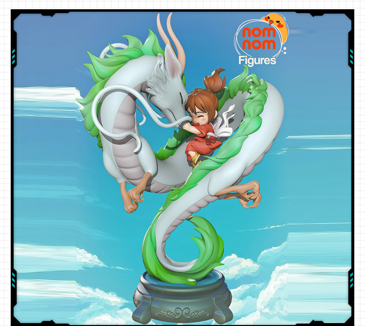 宫崎骏千与千寻白龙卡通Q版造型 3D打印模型图纸白模定制STL文件