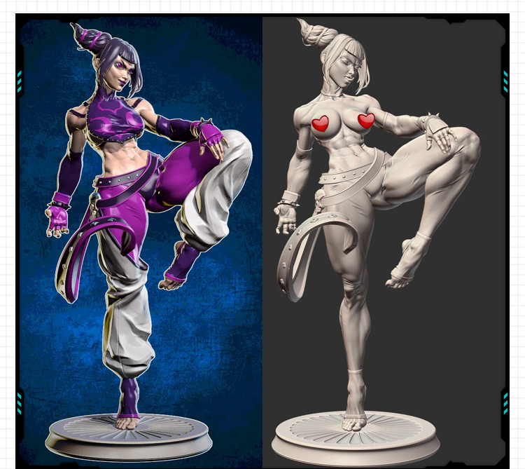 游戏街头霸王性感女角色韩蛛俐 3D打印模型图纸白模定制STL文件