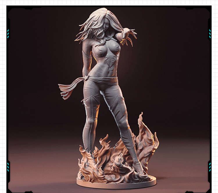 电影X战警超级英雄黑暗凤凰雕像 3D打印模型图纸白模定制STL文件