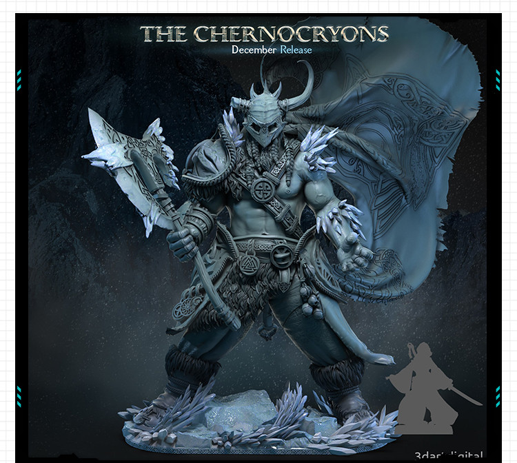 3D艺术原创人物冰霜巨人战士雕像 3D打印模型图纸白模定制STL文件