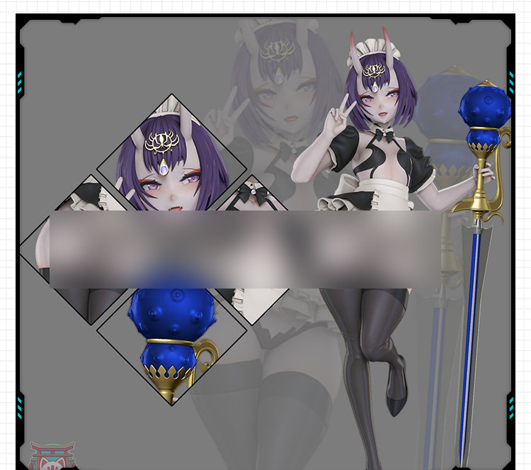 游戏酒吞童子性感小姐姐手办 3D打印模型图纸白模定制STL文