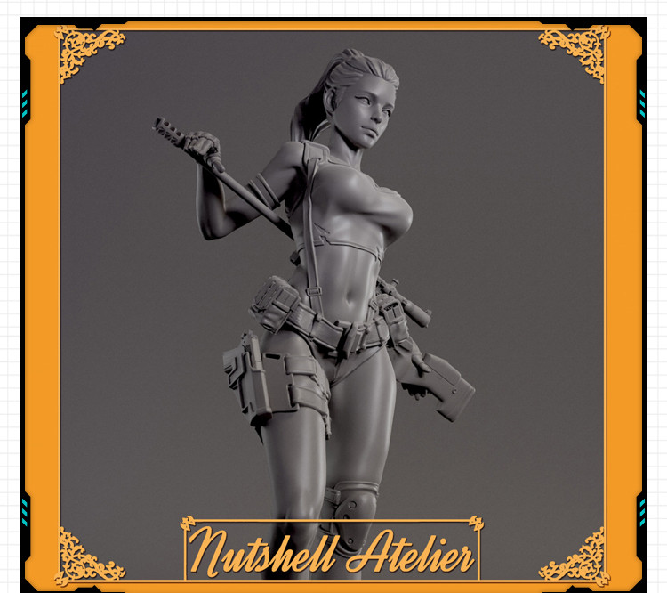 性感女狙击手全身和谐双版手办 3D打印模型图纸白模定制STL文件
