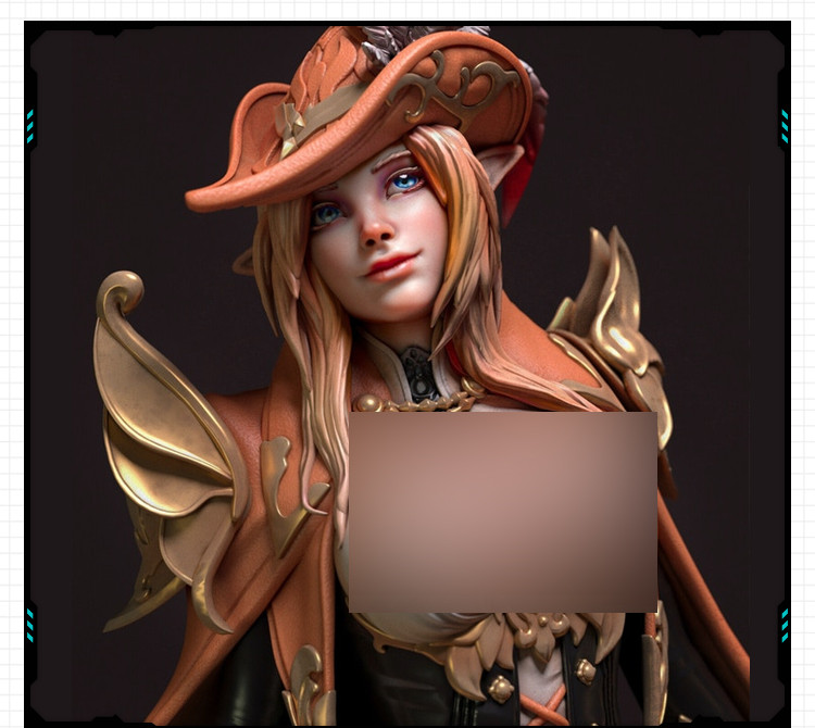 动漫游戏人物美女贵族弓箭手手办 3D打印模型图纸白模定制STL文件