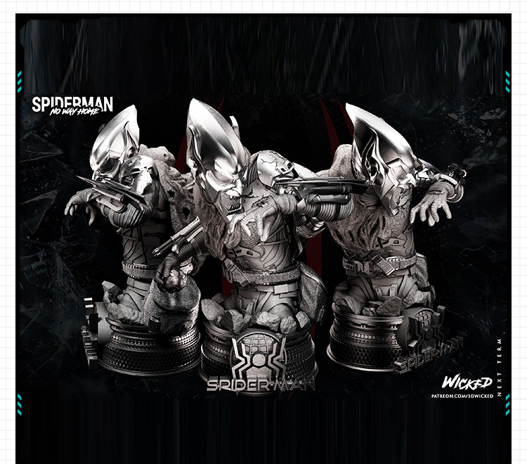 漫威蜘蛛侠反派绿魔半雕像手办 3D打印模型图纸白模定制STL文件