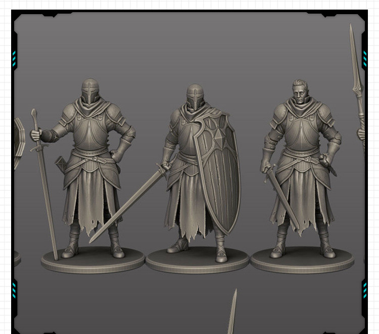 8款不同造型的西方圣殿骑士手办 3D打印模型图纸白模定制STL文件