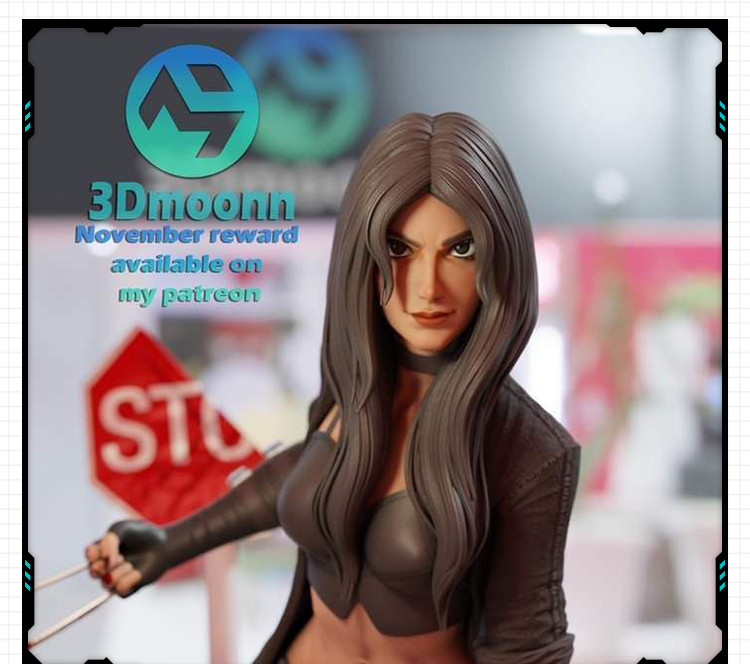 漫威宇宙X战警人物小狼女X-23手办 3D打印模型图纸白模定制STL文