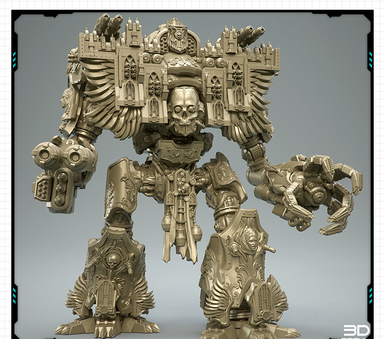 动漫城堡守卫机甲风格造型摆件手办 3D打印模型图纸白模定制STL文