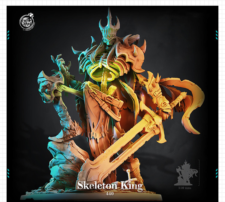 游戏动漫骷髅王站姿造型手办 3D打印模型图纸白模定制STL文件