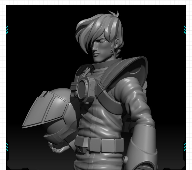 超时空要塞角色罗伊·福克手办 3D打印模型图纸白模定制STL文件