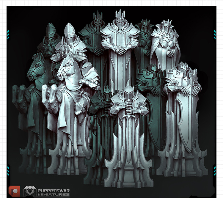 圣骑士国际象棋棋子与棋盘摆件 3D打印模型图纸白模定制STL文件