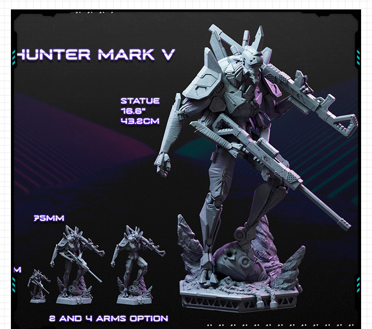 机械猎人EVA机体机甲Mark V雕像 3D打印模型图纸白模定制STL文件