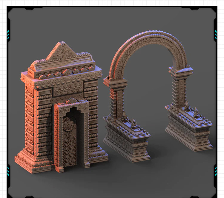 印度神话教派祭坛门模型雕塑 3D打印模型图纸白模定制STL文件