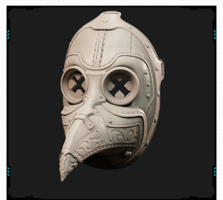 游戏赛博朋克鹰嘴面具手办 3D打印模型图纸白模定制STL文件