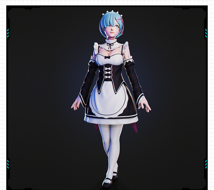 从零开始的异世界生活蕾姆手办 3D打印模型图纸白模定制STL文件