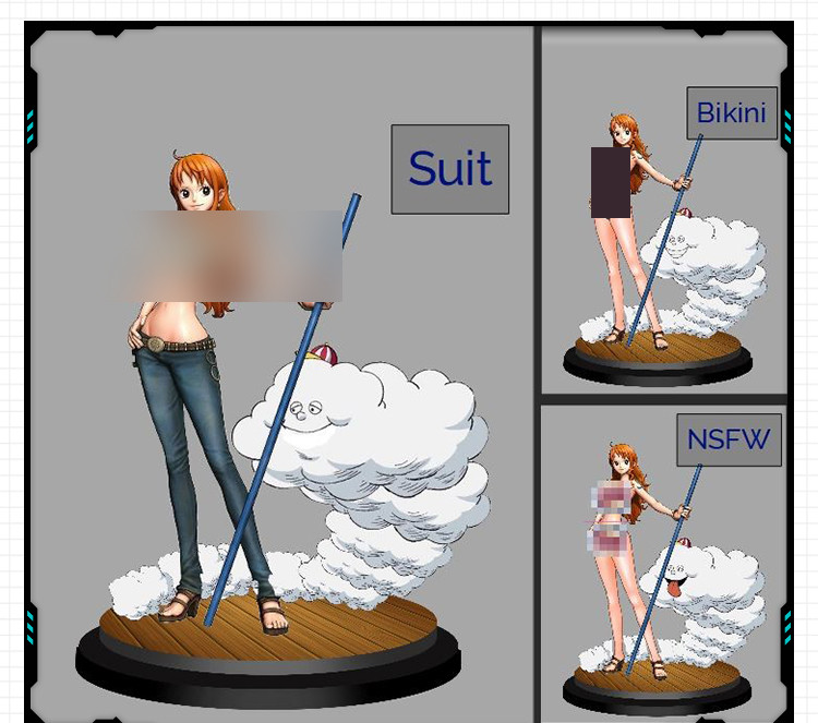 动漫航海王性感娜美站姿雕像手办 3D打印模型图纸白模定制STL文件