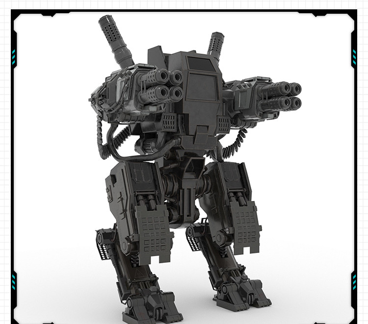 游戏科幻机甲战斗武器机器人4号 3D打印模型图纸白模定制STL文件