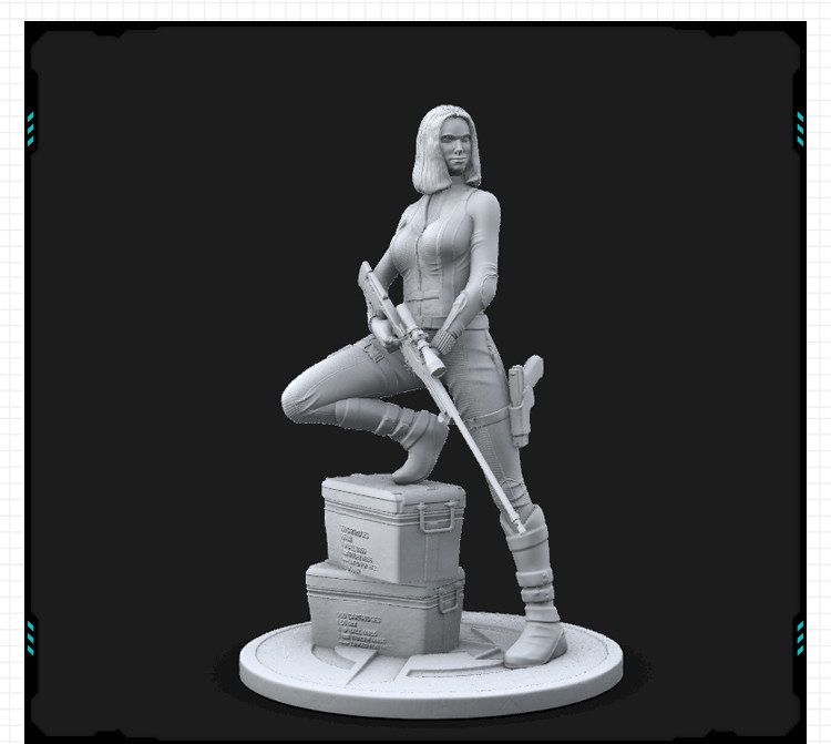 电影生化危机主角爱丽丝站姿手办 3D打印模型图纸白模定制STL文件