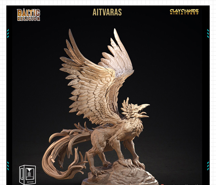 波罗的海神话异兽Aitvaras模型 3D打印模型图纸白模定制STL文件
