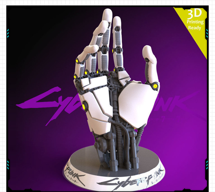 游戏赛博朋克机械手模型摆件 3D打印模型图纸白模定制STL文件
