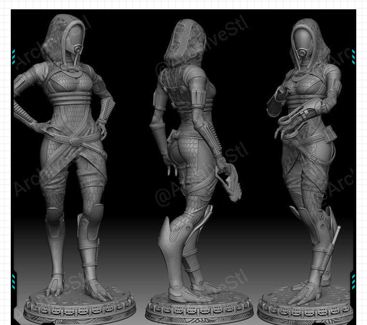 4款不同造型质量效率Tali’Zorah 3D打印模型图纸白模定制STL文件