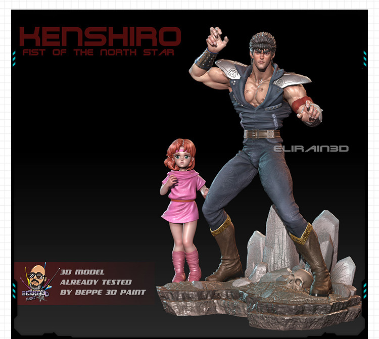 动漫北斗神拳主角健次郎小女孩 3D打印模型图纸白模定制STL文件