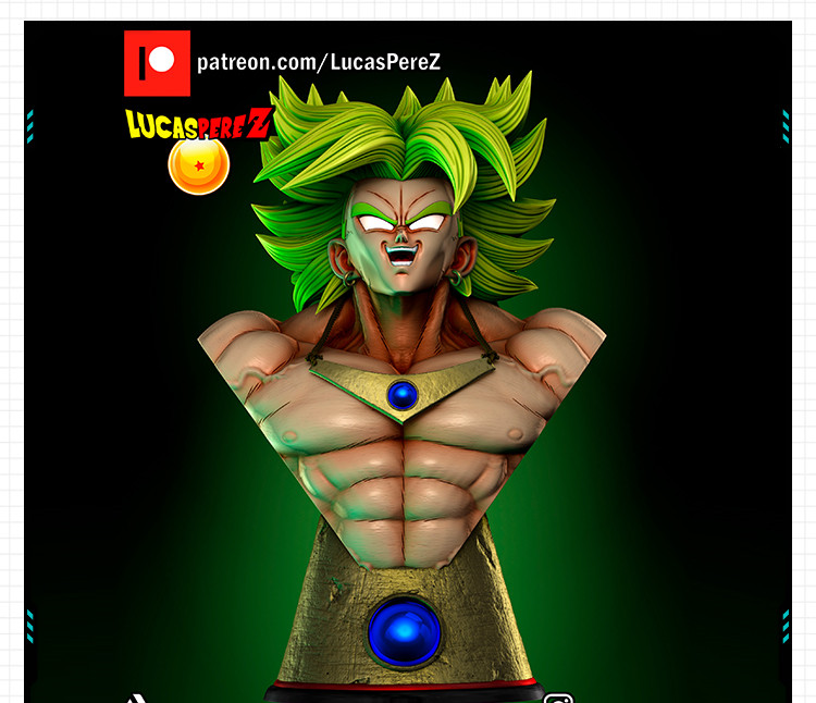 动漫七龙珠布罗利半身像手办 3D打印模型图纸白模定制STL文件