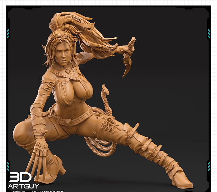 3种不同姿势暗夜精灵美女刺客雕像3D打印模型图纸白模定制STL文件