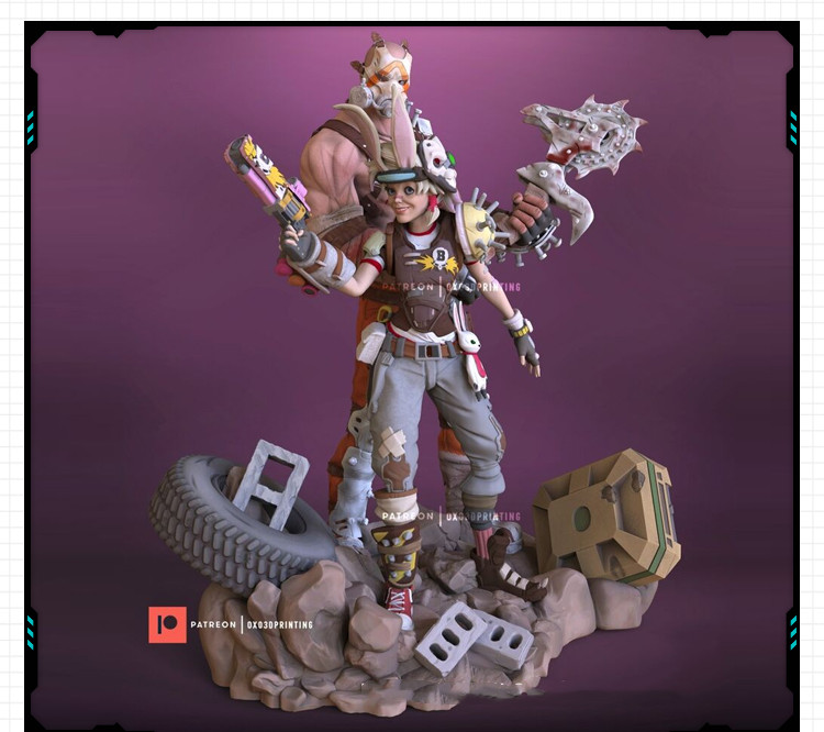 游戏无主之地两个角色全身像手办 3D打印模型图纸白模定制STL文件