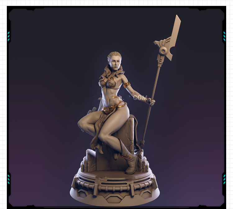 超型号星战太空公主雕像手办 3D打印模型图纸白模定制STL文件