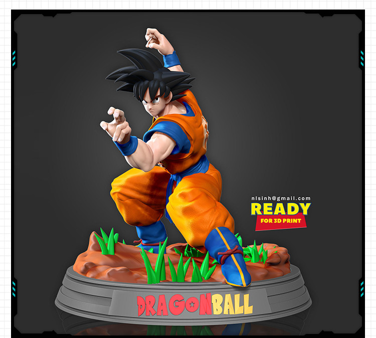 动漫七龙珠悟空练武造型手办 3D打印模型图纸白模定制STL文件