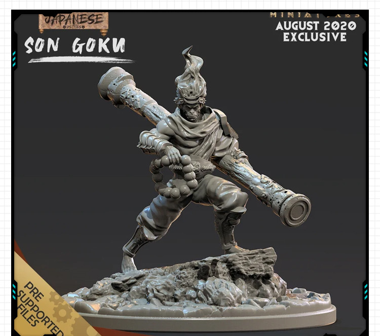 神话人物孙悟空站姿造型摆件手办 3D打印模型图纸白模定制STL文件