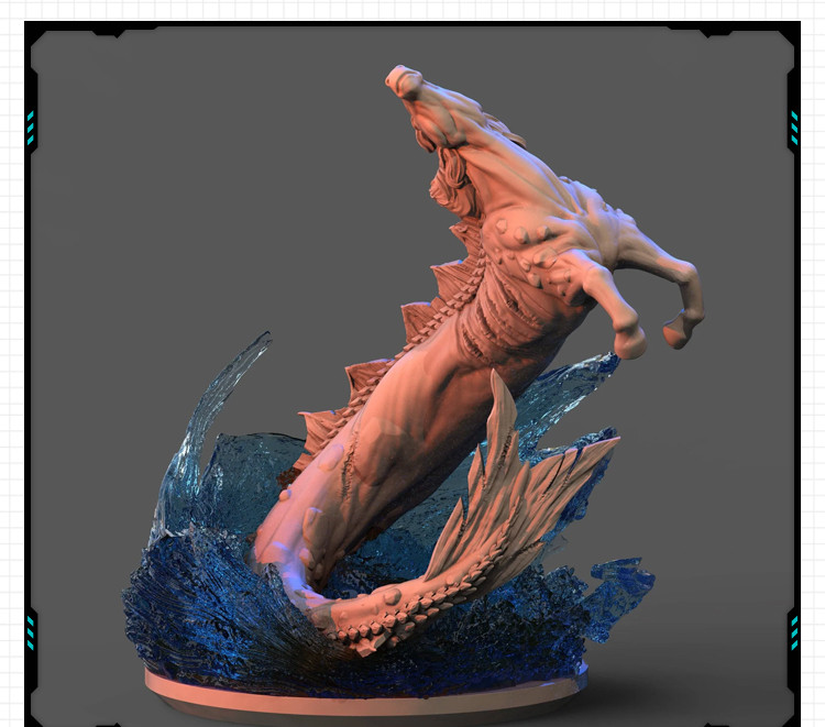 印度神话坐骑怪物马身鱼尾兽摆件 3D打印模型图纸白模定制STL文件