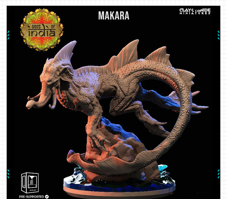 印度神话神明坐骑海兽摩竭怪物 3D打印模型图纸白模定制STL文件