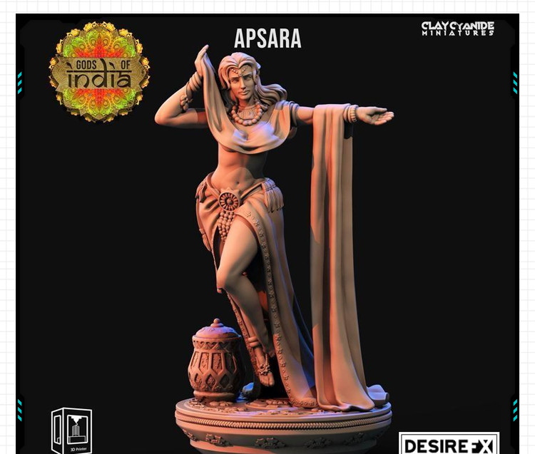 印度神话飞天神女全身雕像模型 3D打印模型图纸白模定制STL文件