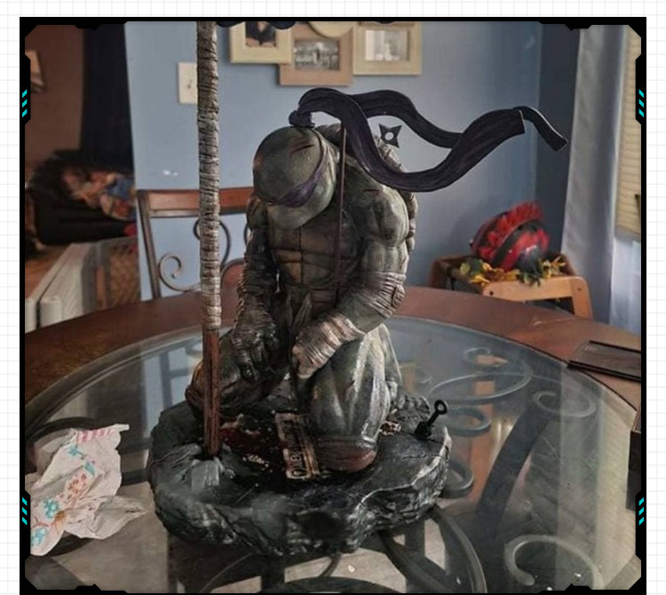 动漫忍者神龟跪姿造型模型手办 3D打印模型图纸白模定制STL文件