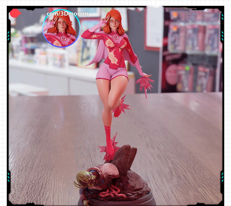 DC漫画无敌少侠Atom Eve站姿手办 3D打印模型图纸白模定制STL文件