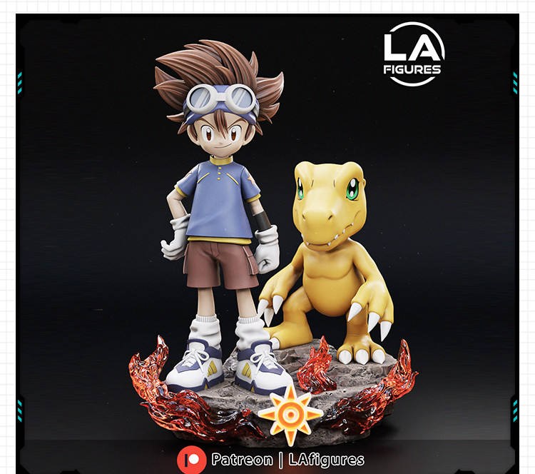 数码宝贝亚古兽与太一手办 3D打印模型图纸白模定制STL文件