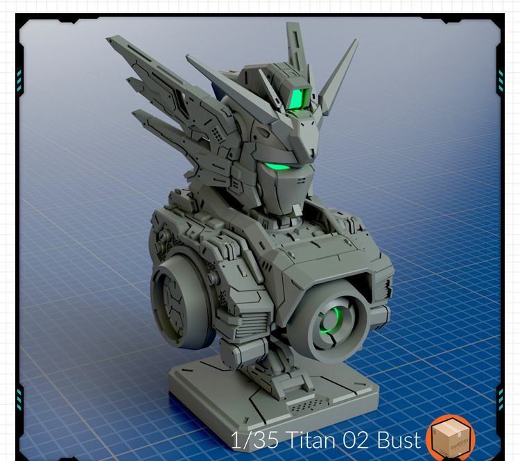 动漫机动战士高达机甲Titan02胸像3D打印模型图纸白模定制STL文件