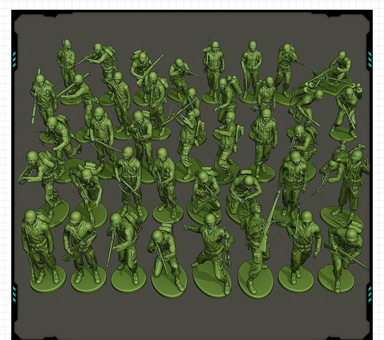 不同造型美军大兵微缩兵人合集 3D打印模型图纸白模定制STL文件
